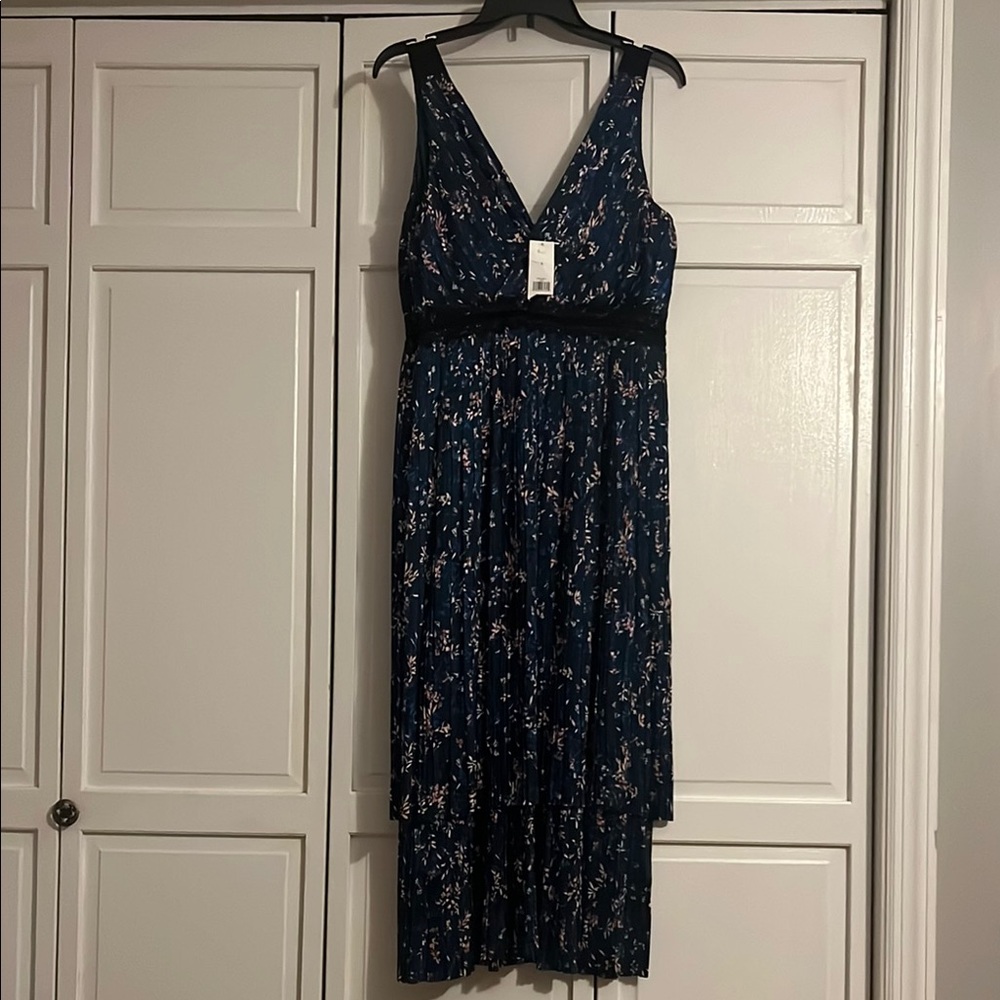 Express Blue Asymmetrical V-Neck Sundress
